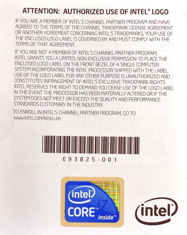 intel Core i7 (初代 第1世代) エンブレムシール (純正/未使用品)(非純正品では有りませんのでご安心願います。(管:EB05