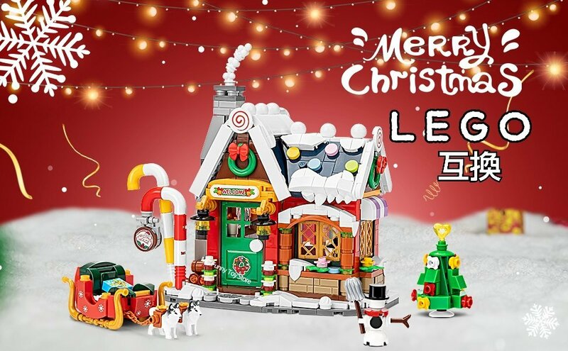 クリスマス　LEGO互換　匿名配送　レゴナノブロック　ソリ　ツリー 女の子　インテリア ミニフィグ サンタクロース 送料無料　プラモデル