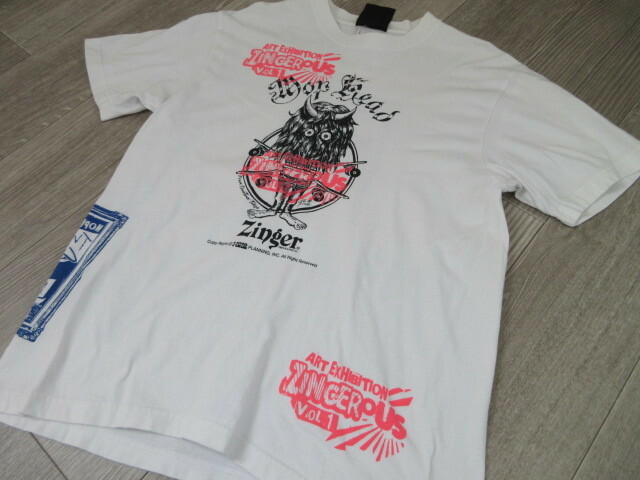 ZINGER　マルチプリントTシャツ　白L