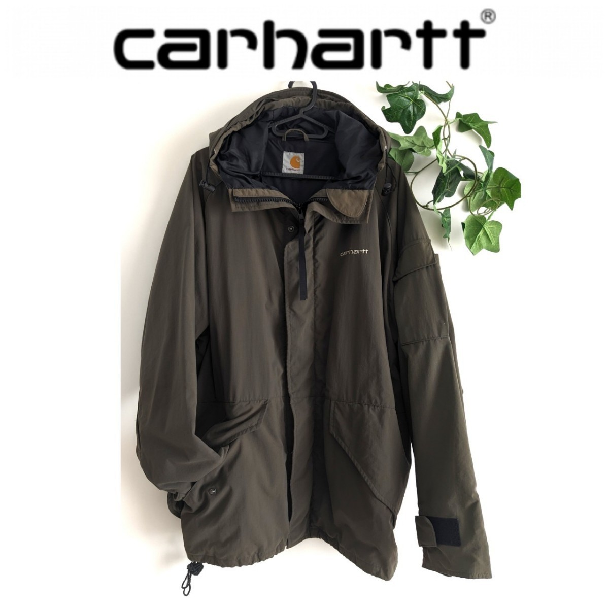 良品 カーハート CARHARTT ナイロンジャケット マウンテンパーカー アウター 大きめ ヴィンテージ カーキ モスグリーン メンズ レディース