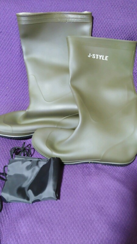 コンパクトレインブーツ くるくる 3Lサイズ 26.5～27.0㎝ カラー:カーキ 折り畳み長靴 JPK-1