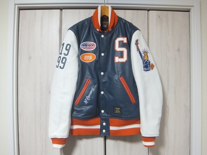 世界限定60着 USA製 VANSON×Sneakersnstuff Letterman Jacket M☆バンソン スニーカーズンスタッフ レターマンジャケット SNS 別注