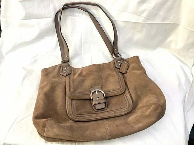 中古品 コーチ/COACH キャンベル ベル ショルダーバッグ トートバッグ ハンドバッグ F24688 スエード ライトブラウン