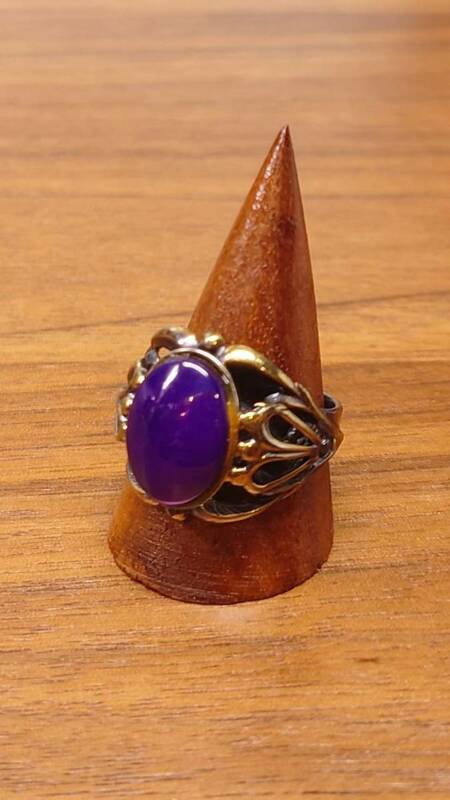 Purple Stone Ring 石付き デザイン リング FREE SIZE サイズ調節可能 指輪