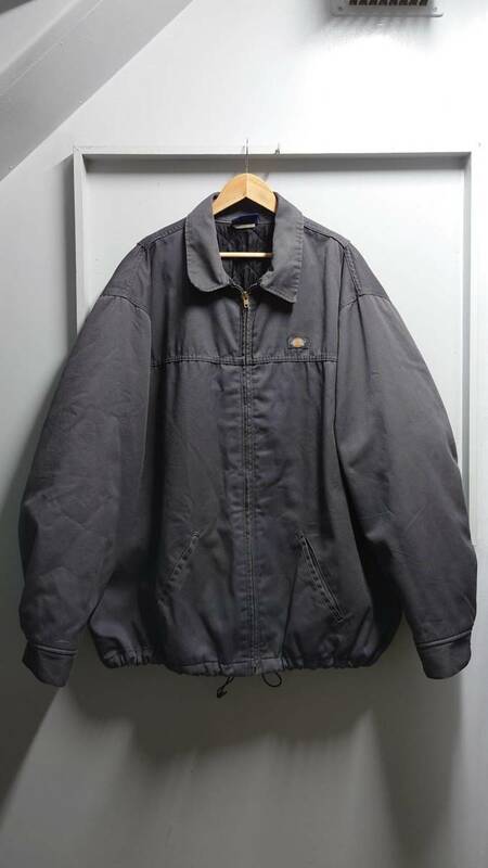 90’s Dickies 裏地キルティング ワーク ジャケット チャコールグレー 4XL ジップアップ ディッキーズ