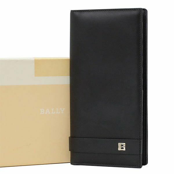 【送料無料】【本物】BALLY★バリー★二つ折り長財布★カーフ★ブラック★札入れ★メンズ★ロングウォレット★マチあり★カードスロット★