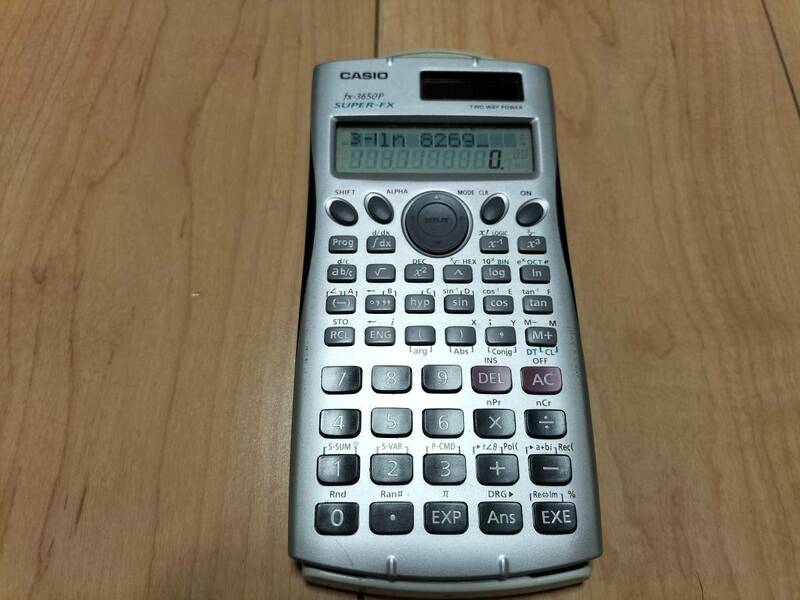 CASIO カシオ　関数電卓　SCIENTIFIC CALCULATOR SUPER-FX FX-3650P ソーラー電卓 完動品　中古美品　レターパック発送