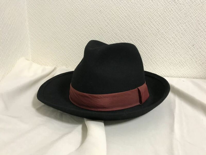 本物コードCODEウールハット帽子ボウシメンズアメカジワークミリタリービジネススーツ黒ブラック59cm