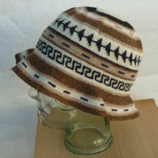 送料無料 アルパカ１００％ AL-01 帽子 ハット 幾何学柄 女性用 インカ アンデス ペルー クスコ フォルクローレ音楽 フォルクローレ衣装