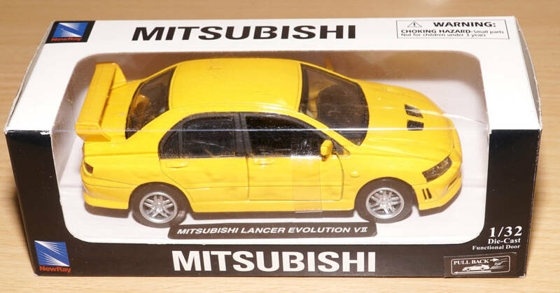 1/32 三菱 MITSUBISHI Lancer Evolution 7 ランエボ7 イエロー ダイキャストミニカー 新品未開封 送料無料