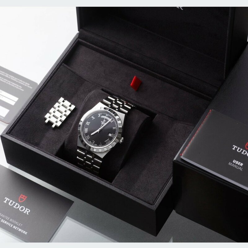 Y9799M 美品 稼動 TUDOR チューダー ロイヤル 41 ブラック デイト 自動巻き メンズ 腕時計 箱付き