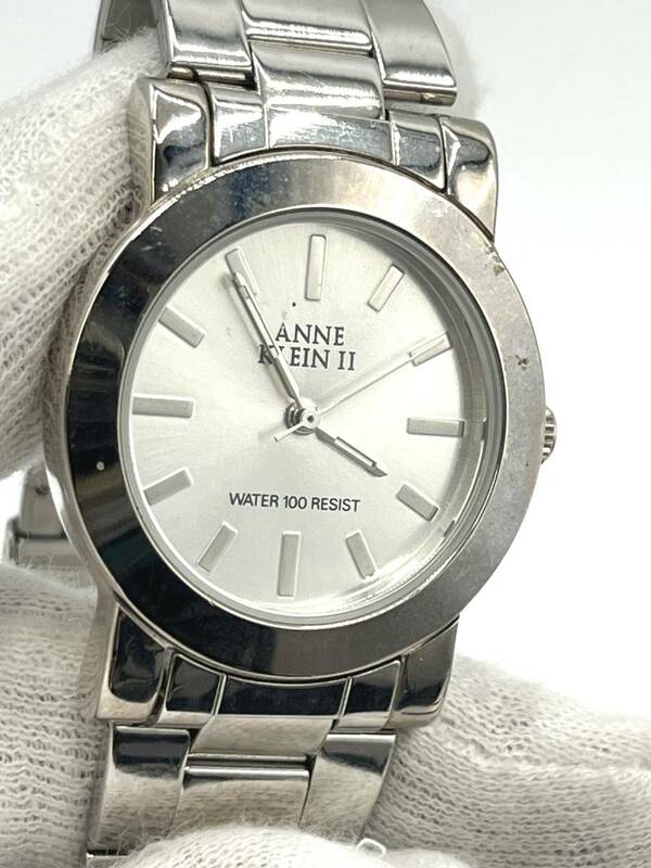 【電池切れ】Anne klein アンクライン　クォーツ腕時計　シルバー文字盤　AL21E　ケース幅：3.3　腕回り：18