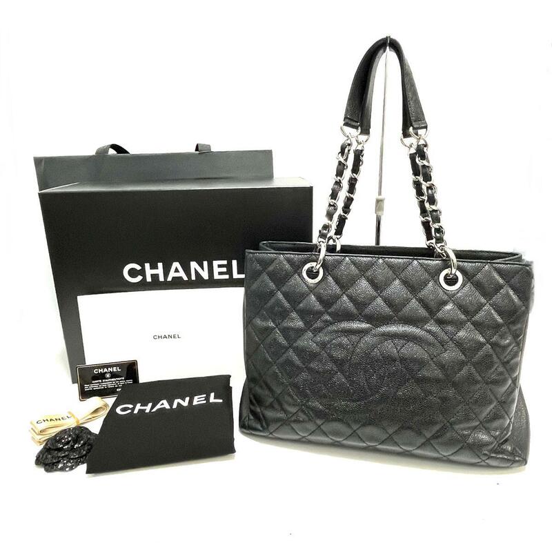 シャネル【CHANEL】A50995 GSTチェーントート キャビアスキン ブラック 黒 シルバー金具 トートバッグ