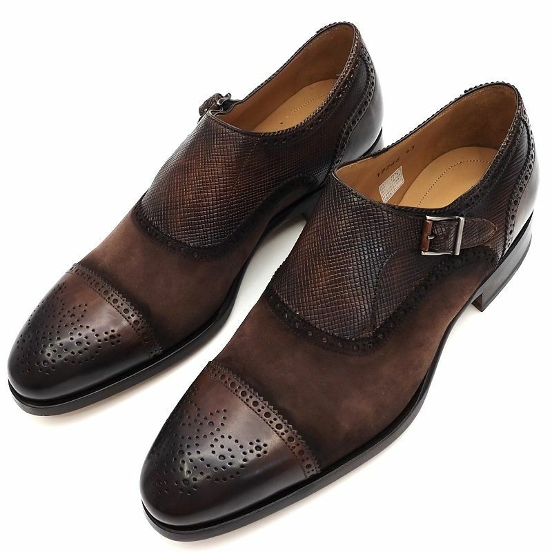 K04124 新品 MAGNANNI/モンクストラップ レザーシューズ 革靴 【サイズ：43】 ブラウン マグナーニ 