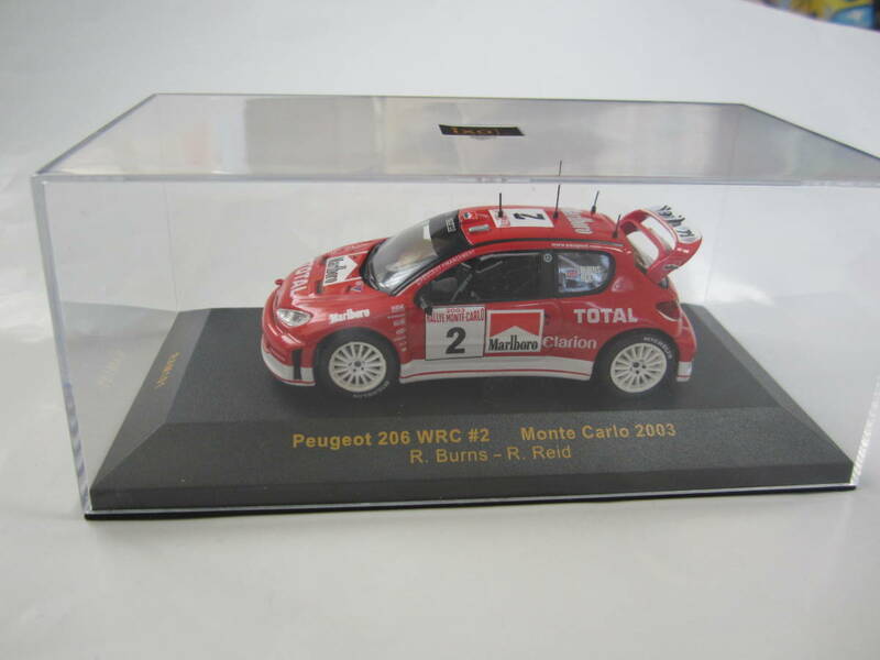 即決 ixo イクソ 1/43 プジョー 206 WRC 2003年 モンテカルロ・ラリー №2 リチャード・バーンズ車 マルボロ仕様