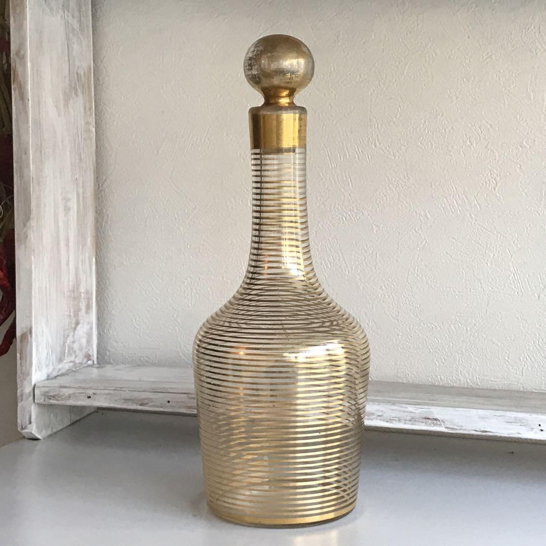 特別発注品☆オールドバカラ 春海好み 千筋文 リキュールカラフェ☆ 21.5cm 豪華金彩☆明治末〜大正/春海商店 デカンタ/デキャンタ
