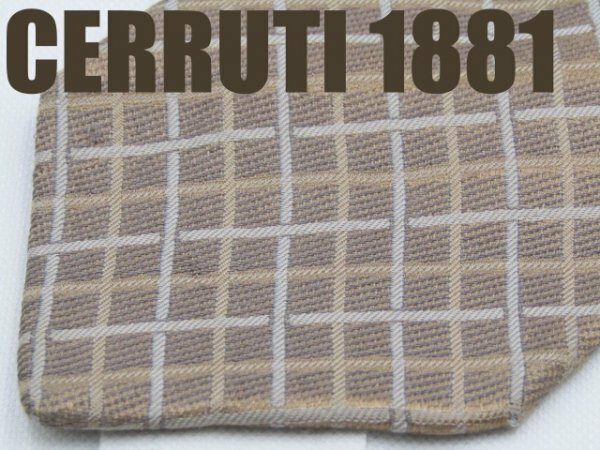 OB 251 セルッティ CERRUTI 1881 ネクタイ 茶色系 チェック柄 ジャガード