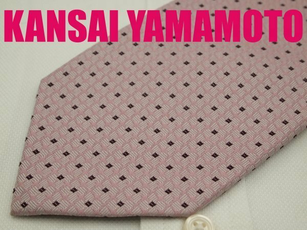 OB 173 カンサイヤマモト KANSAI YAMAMOTO ネクタイ ピンク色系 ドット ストライプ柄 プリント