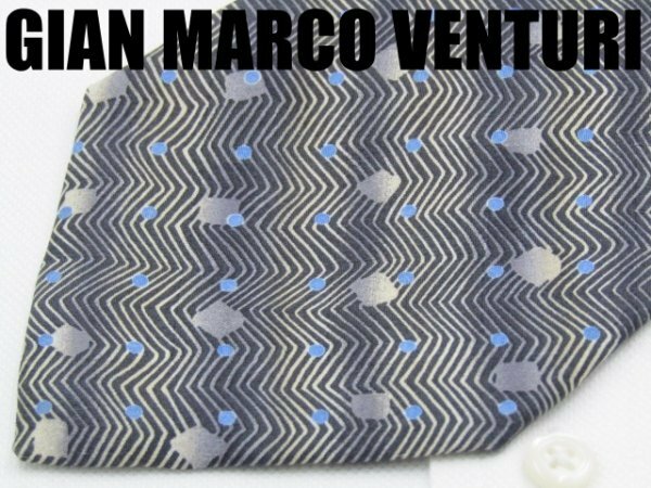 OB 192 ジャン・マルコ・ベンチューリ GIAN MARCO VENTURI ネクタイ 紺色系 ジオメトリック ドット柄 プリント