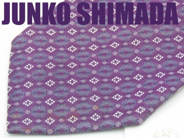 OB 191 ジュンコシマダ JUNKO SHIMADA ネクタイ 紫色系 格子柄 ジャガード