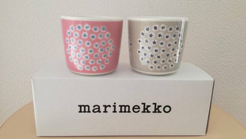 新品　マリメッコ　marimekko　ラテマグ　プケッティ　PUKETTI　2個セット　ピンクとグレー　廃盤