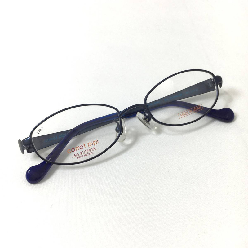 【未使用】メガネの愛眼 carrot pipi 子供用 眼鏡フレーム CP-0301M ネイビーマット 48□16 チタン 日本製 キャロットピピ