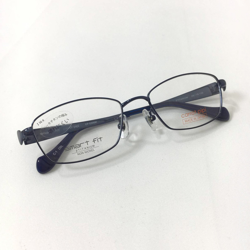 【未使用】メガネの愛眼 carrot pipi 子供用 眼鏡フレーム CP-0306M ダークブルー 49□16 チタン 日本製 キャロットピピ