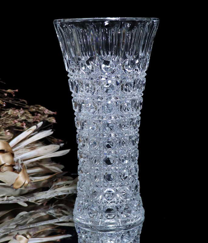 オールド・バカラ (BACCARAT) 大型 23cm 1.3kg ディアマン・ピエーリー 花瓶 ダイヤモンド 切子 ギヤマン 春海商店 義山 花器 アンティーク