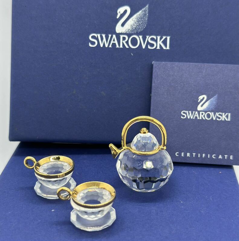 スワロフスキー swarovski 置物 2004年 廃盤品 ティーセットミニチュア Your Special Treasures コレクション 箱あり※箱内側に汚れあり