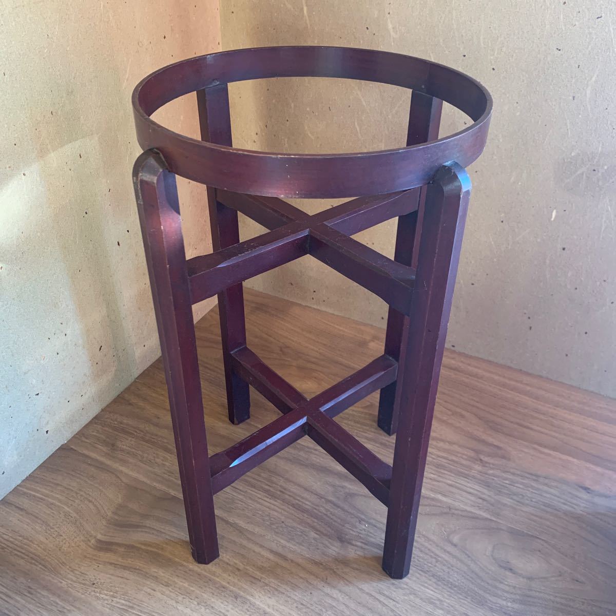 昭和レトロ 木製 火鉢台 幅34cm高さ55cm アンティーク 火鉢 レトロ家具 インテリア 観葉植物 和洋