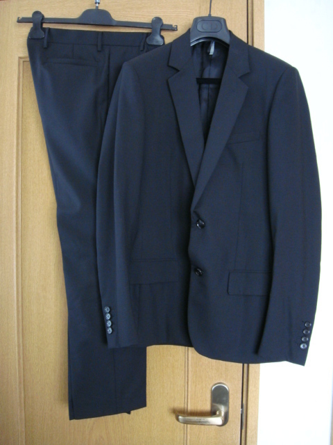 Dior HOMME ディオールオム セットアップスーツ テーラードジャケット スラックスパンツ シンプル 無地 黒 ブラック 44 送料無料