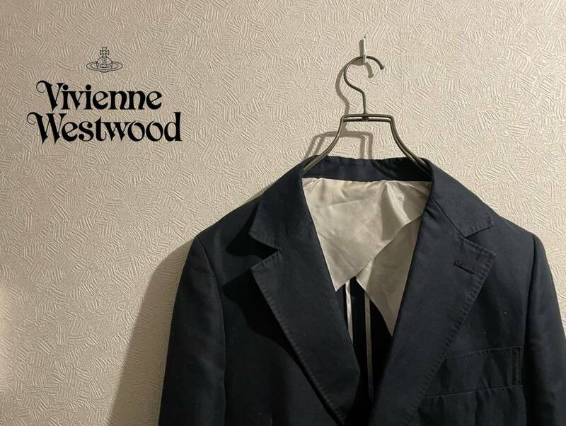 ◯ Vivienne Westwood MAN コットン テーラード ジャケット / ヴィヴィアン ウェストウッド リネン ネイビー 紺 46 Mens #Sirchive