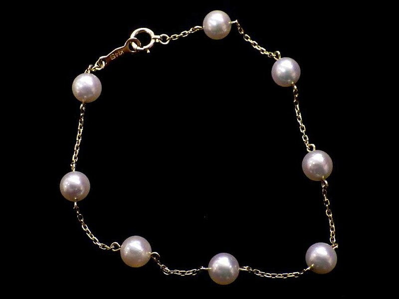 ミキモト K14 アコヤパールブレスレット 16.5cm GRJソーティング付き　Jewelry MIKIMOTO AKoya-Pearl 5.7mm Bracelet　　