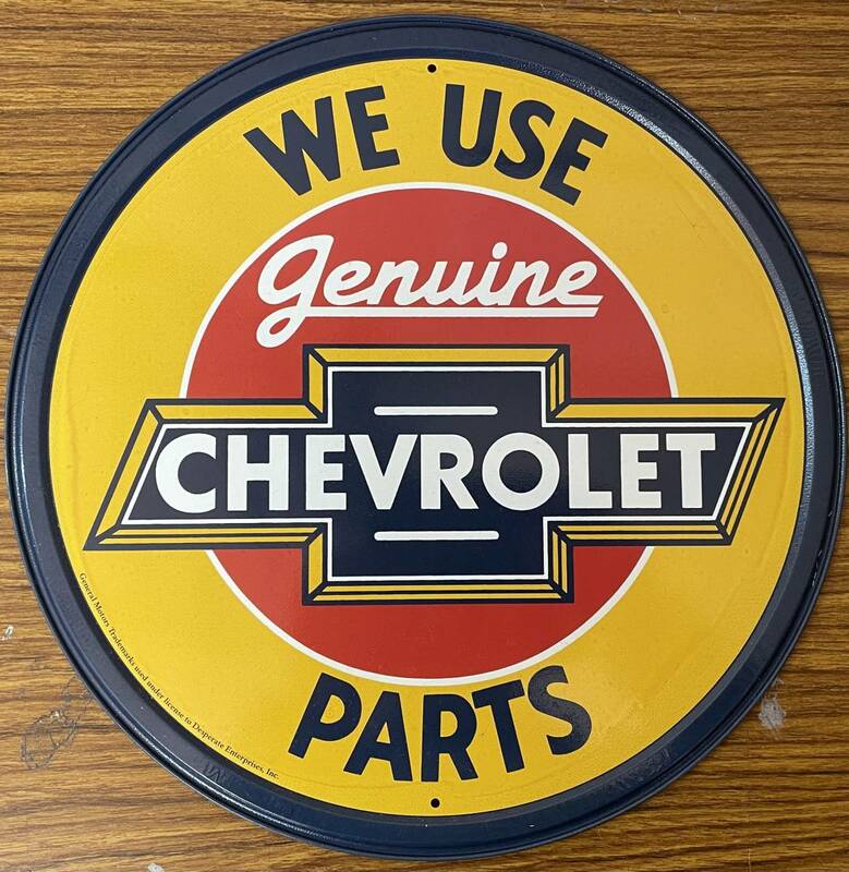 即決・ブリキ看板・店舗販売展示品・WE USA PARTS・genuine CHEVROLET・ラウンドタイプ・直径・29.5㎝・アメリカン雑貨・複数同梱発送可能