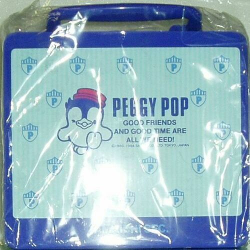 500/バック/PEGGYPOP ペンギンポップ/ピクニック 小物・ランチボックス ファンシー/ティン缶/青・ブルー/未使用 非売品 レア