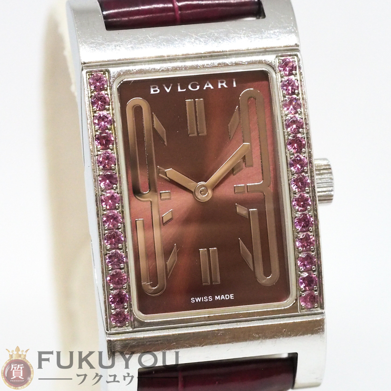 BVLGARI/ブルガリ レッタンゴロ RT39S ロードライトガーネットベゼル クォーツ 腕時計