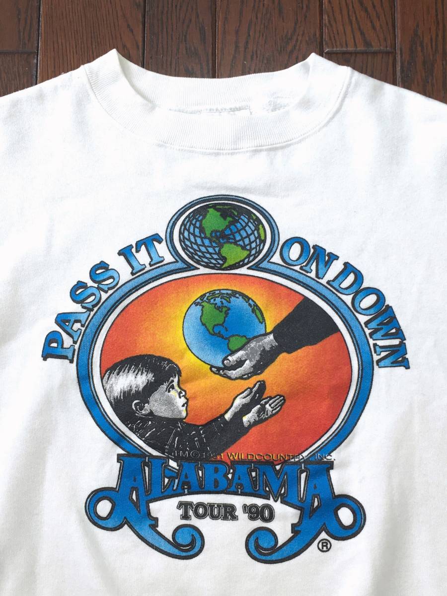 ＵＳＡ製 アラバマ ＡＬＡＢＡＭＡ ９０ｓ ツアー スウェット シャツ Ｍ 白 ロック バンド アメリカ製 PASS IT ON DOWN