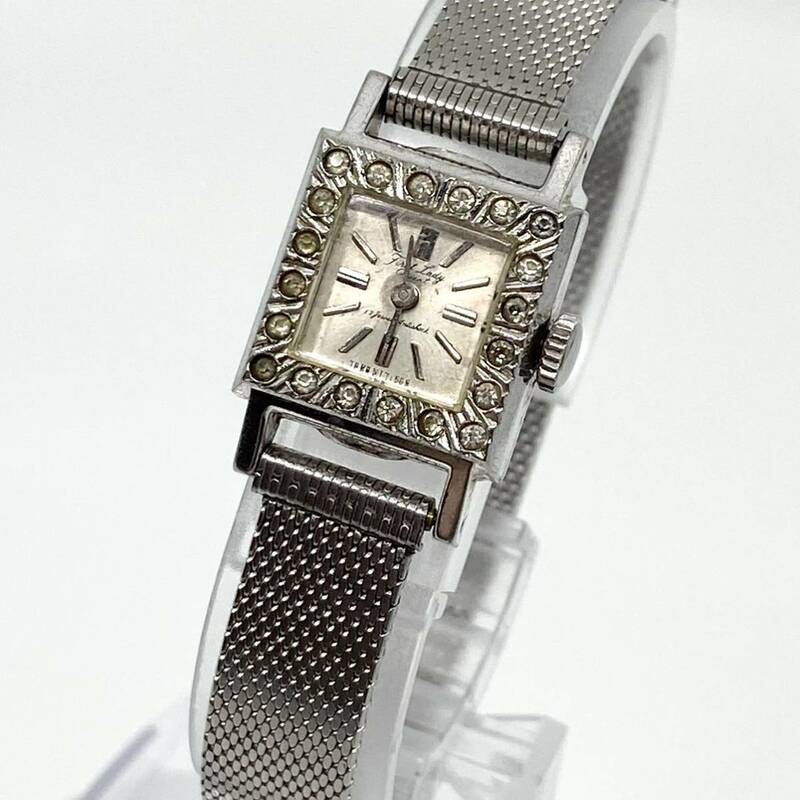 Orient Fast Lady 手巻き式 腕時計 バーインデックス ラインストーン シルバー 銀 オリエント D49