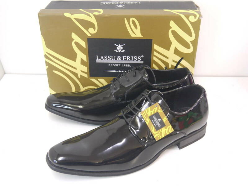 73 新品 訳有 LASSU＆FRISS 50(30.0) ビジネスシューズ 紳士靴 BK ブラック 大きいサイズ 
