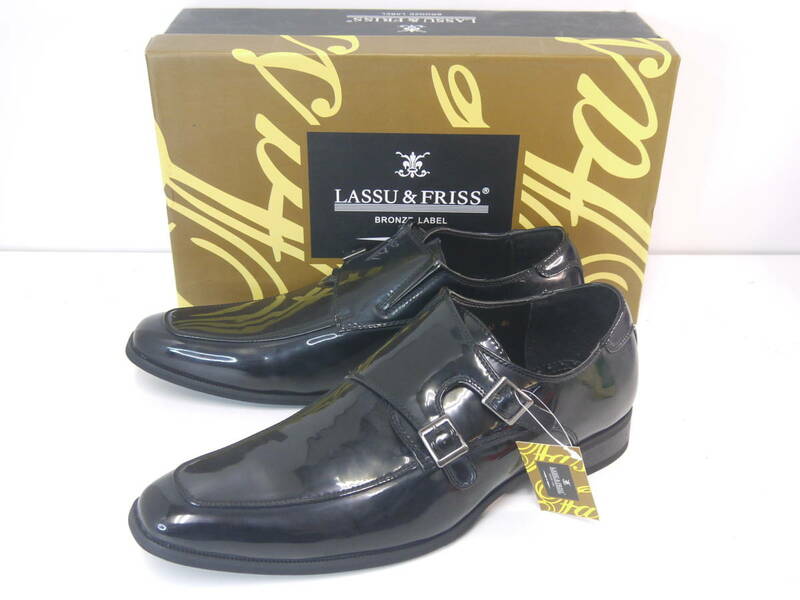 80 新品 訳有 LASSU＆FRISS 46(28.0) ビジネスシューズ 紳士靴 BK ブラック 大きいサイズ 