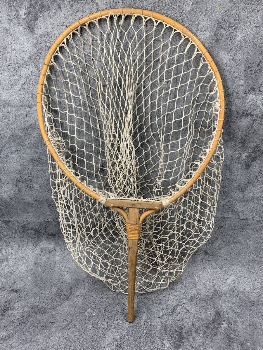 【 レトロ アンティーク 網 ランディングネット 木製 】ネット 古道具 民具 すくい網