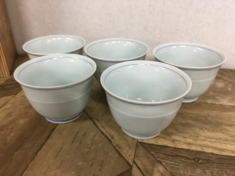 N 陶器7】有田焼 特選 煎茶揃 湯呑 5客セット 木箱あり 一識？ 茶器 煎茶器 食器 和食器 陶器 陶磁器 茶道具 インテリア コレクション 現状