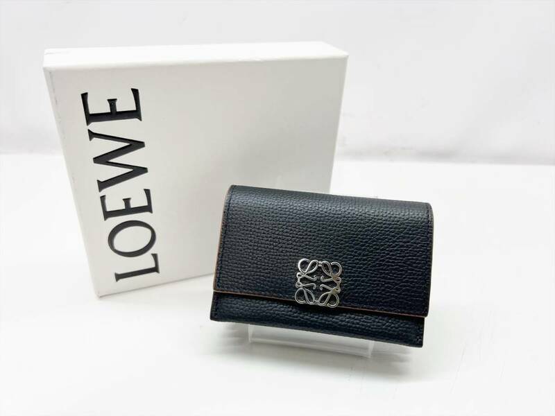 美品　LOEWE　ロエベ　アナグラム　アコーディオン　 カードケース　コイン　黒　シルバー　C821O34X01