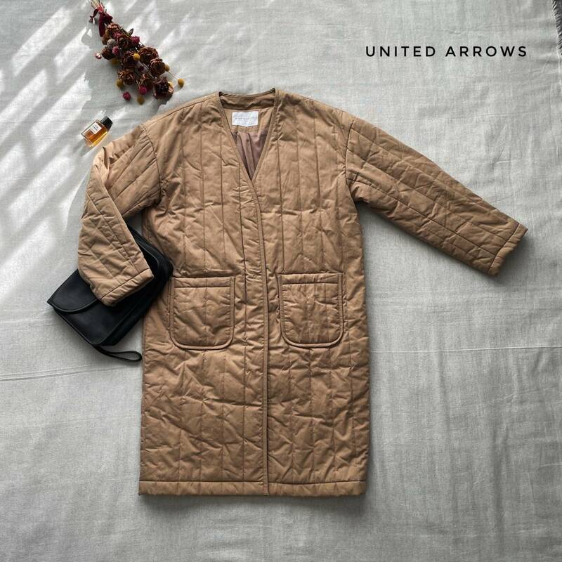 美品☆厳選　大人おしゃれ♪　UNITED ARROWS　キルティングロングコート　ベージュ　フリー　A DAY IN THE LIFE