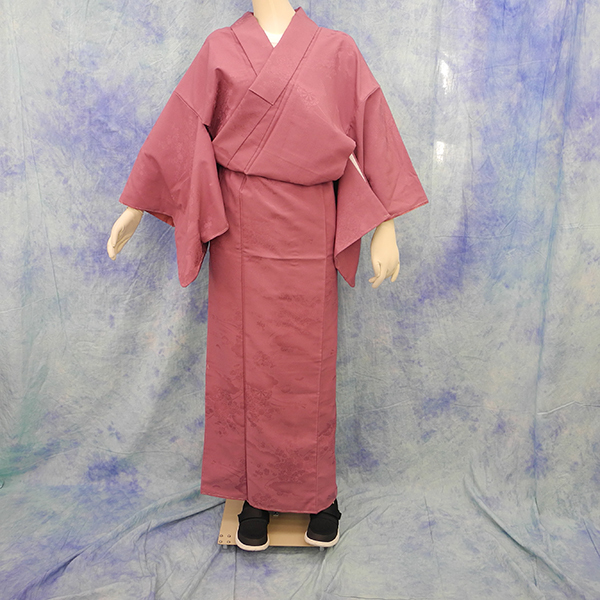 （192）洗える着物 washable 無地 合成繊維　未使用　Japanese Kimono　156.5cm 61.6inch synthetic fiber unused