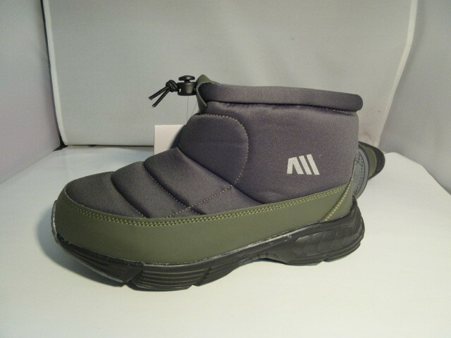 LLサイズ（27cm） 男防寒 ブーツ メンズブーツ M-194 暖かいウレタン貼り ゴム紐付き 寒い冬の必需品! 長さ16cm カーキ色 幅広