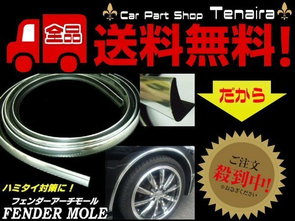 L字型 PVC製 メッキ フェンダー アーチモール 3M 出幅 7mm 強力粘着 ビス付 ハミタイ対策 ツライチ 調整に ドレスアップ 送料無料/1