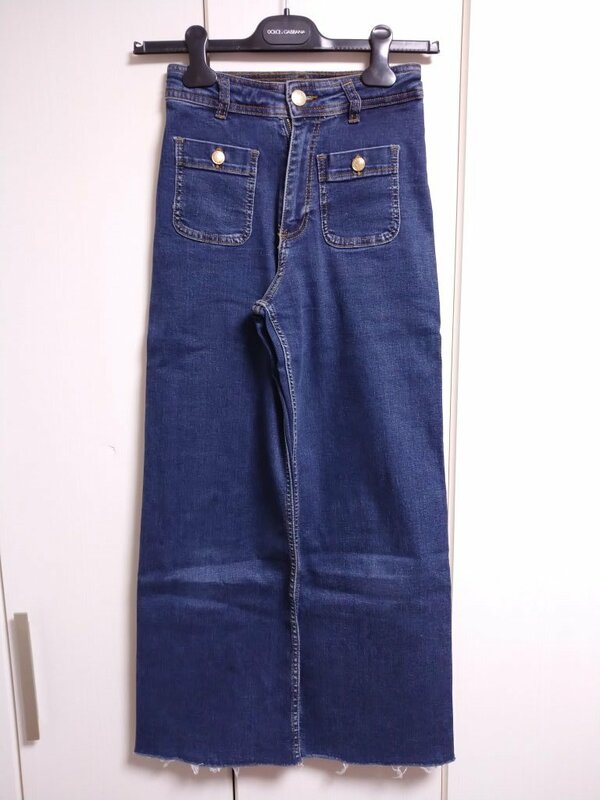 ZARA デニムパンツ ボタン付きセーラージーンズ 紺 13-14 164cm 6688/702/400 ZEOZIBKM