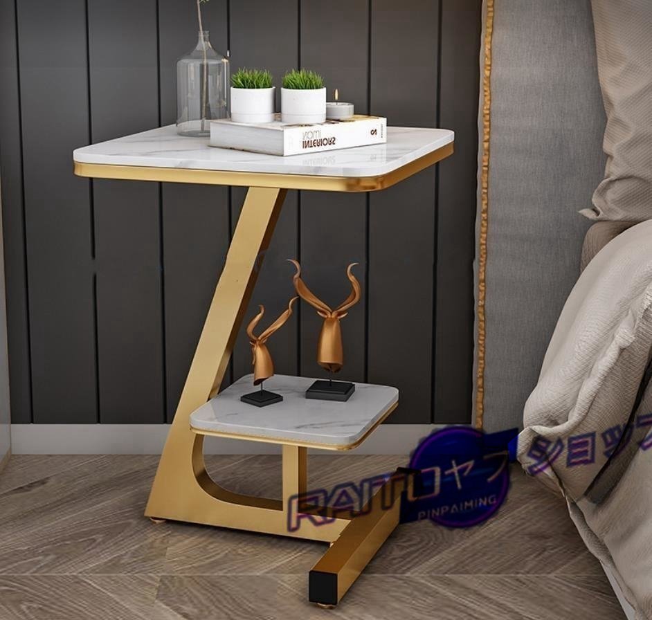 新品サイドテーブル おしゃれ モダン北欧風ソファー ベッド横 ナイトテーブル ミニ コンパクトコーヒー大理石柄 飾り台 色選択可