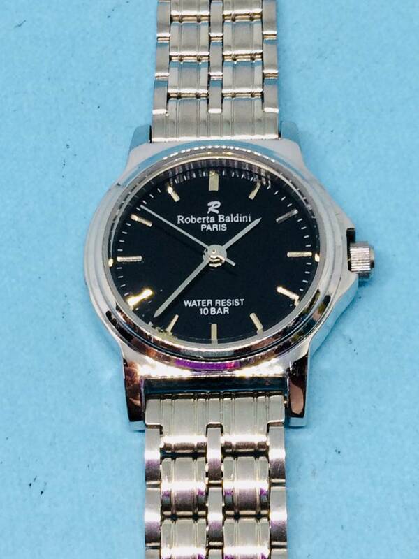 (A70)のマークの(*'▽')ロベルタ・バルディニー（電池交換済み）シルバー・レディス腕時計USED（送料全国一律185円)お洒落な時計です。